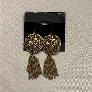 Silpada Gold Coin Earrings with Chain Tassels. KRN 0060